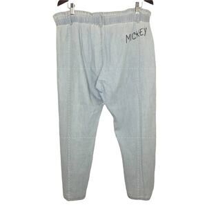 Junk Food Mickey Mouse Embroidered Chambray Cropped Paperbag Pants Size Large